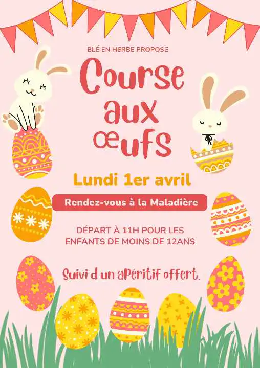 Affiche Chasse aux œufs de Blé en herbe Lundi 1er avril