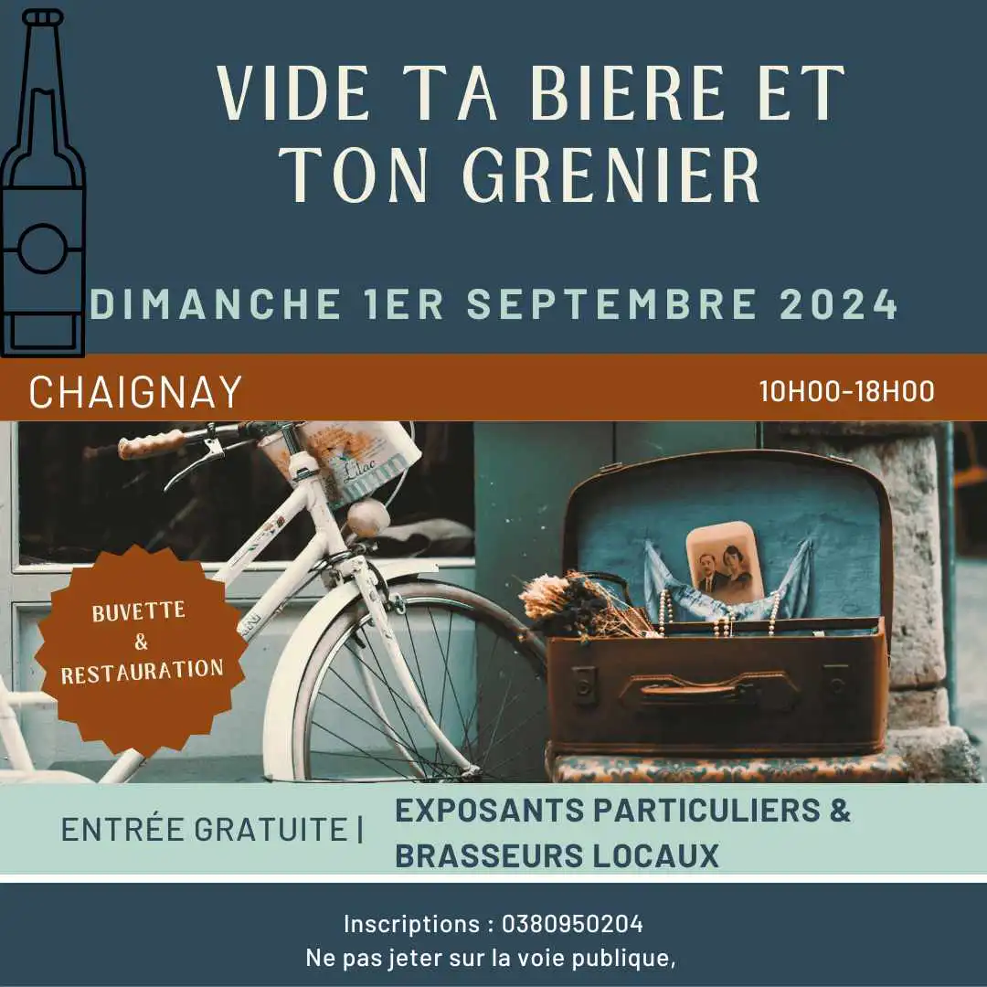 Affiche Vide ta bière et ton grenier dimanche 1er septembre 2024 de 10h à 18h