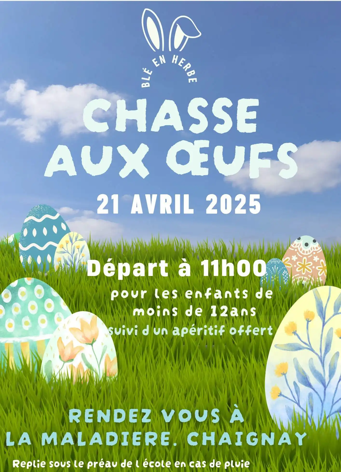 Affiche course aux œufs 21 avril 2025 à Chaignay