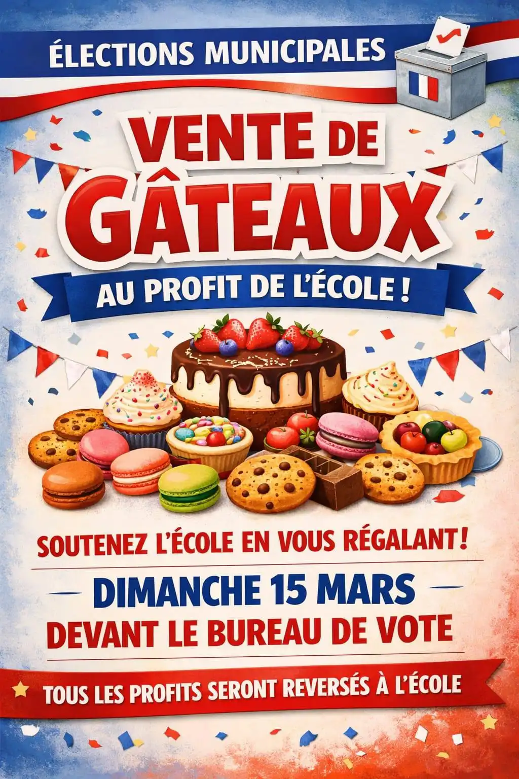 Affiche vente de gâteaux