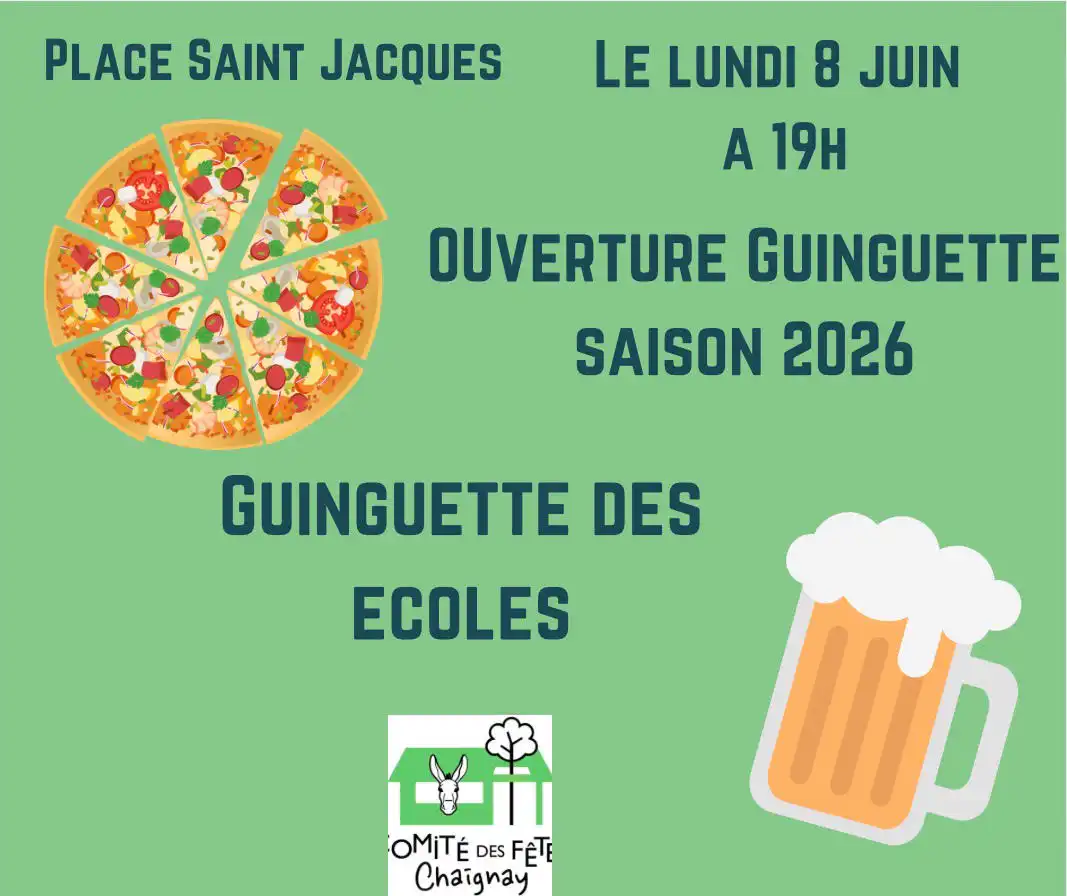 Visuel première guinguette, Guinguette des écoles, le lundi 8 juin 2026 à 19h à Chaignay